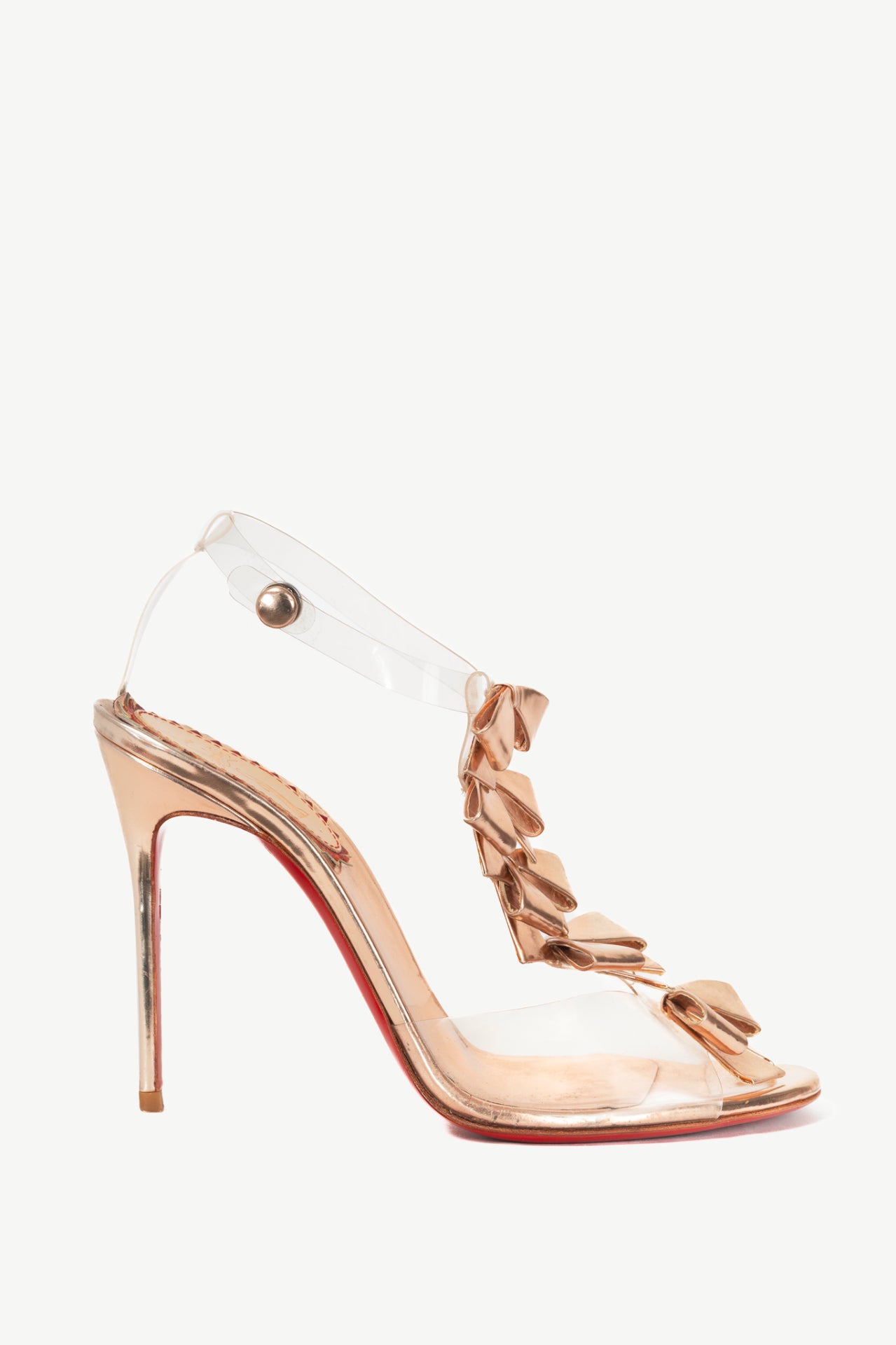Christian Louboutin 20 Ans Bow Bow 100 Nude Specchio Calf & PVC Sandals