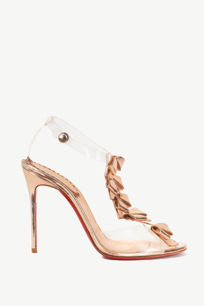Christian Louboutin 20 Ans Bow Bow 100 Nude Specchio Calf & PVC Sandals