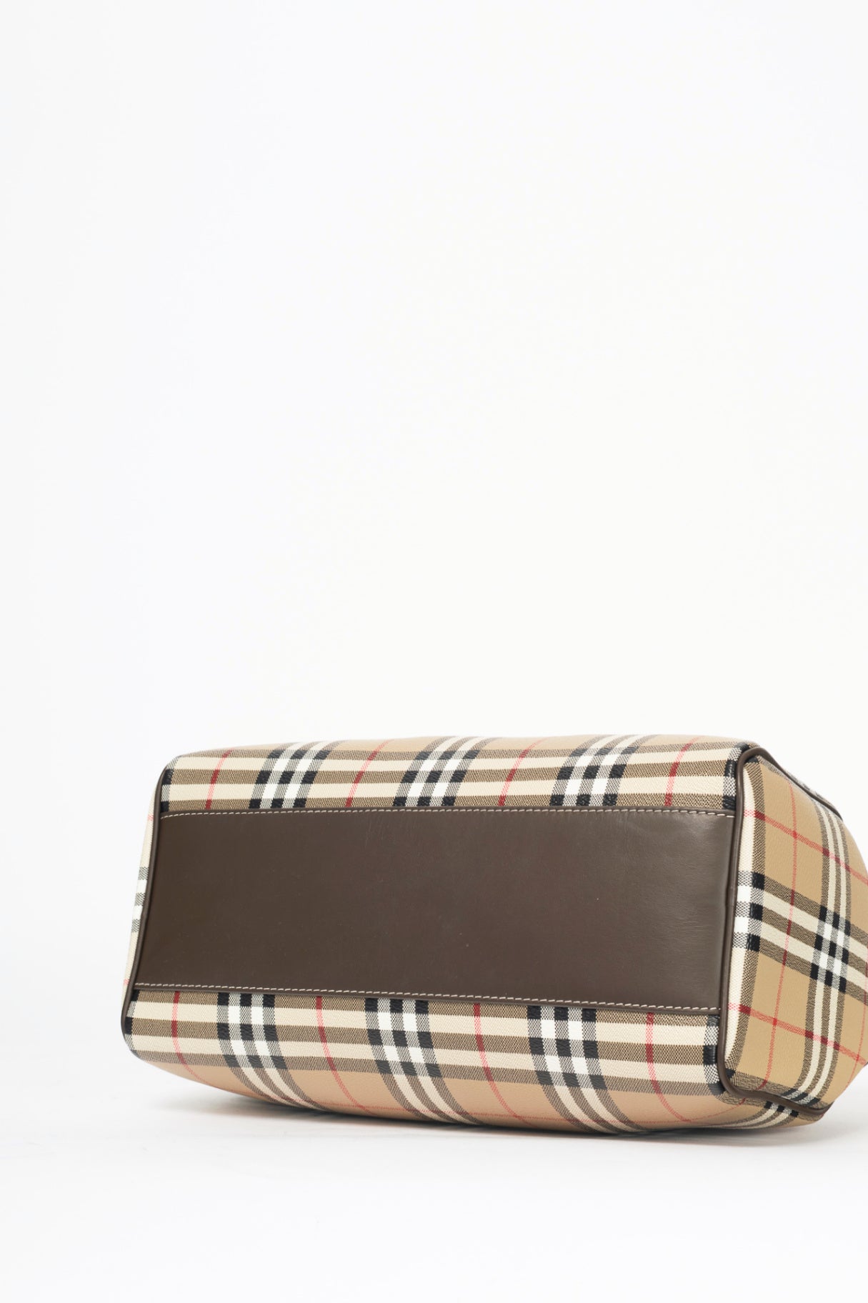Burberry Beige & Military Medium Check Bowling Bag