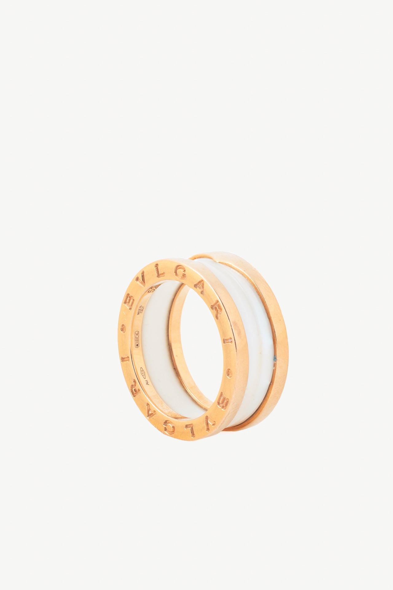 Bvlgari B.zero1 18k-Gold & White Ceramic Two-Band Ring