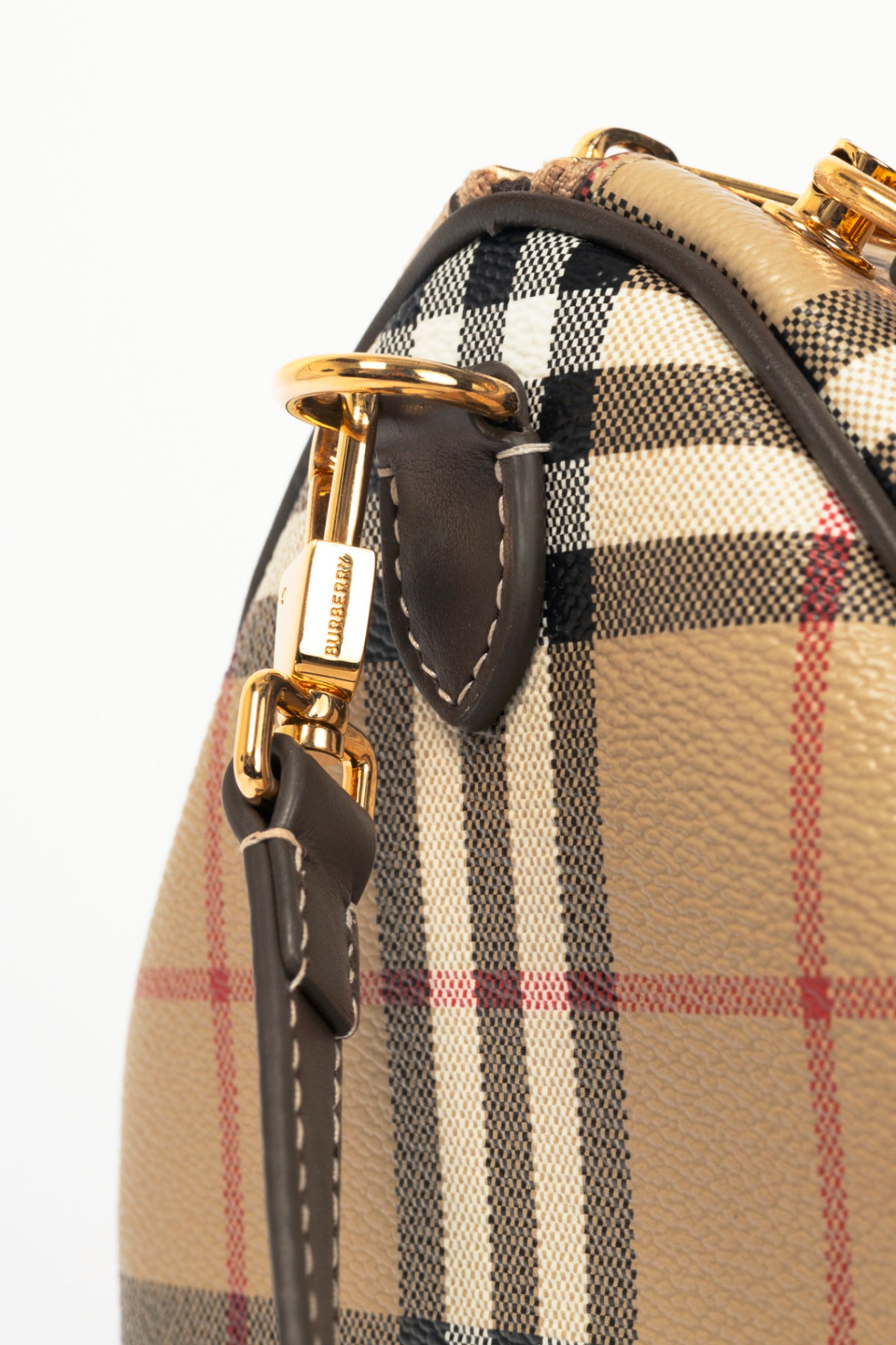 Burberry Beige & Military Medium Check Bowling Bag