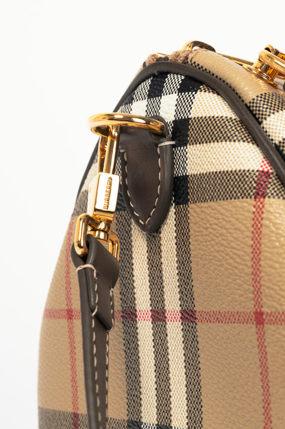 Burberry Beige & Military Medium Check Bowling Bag