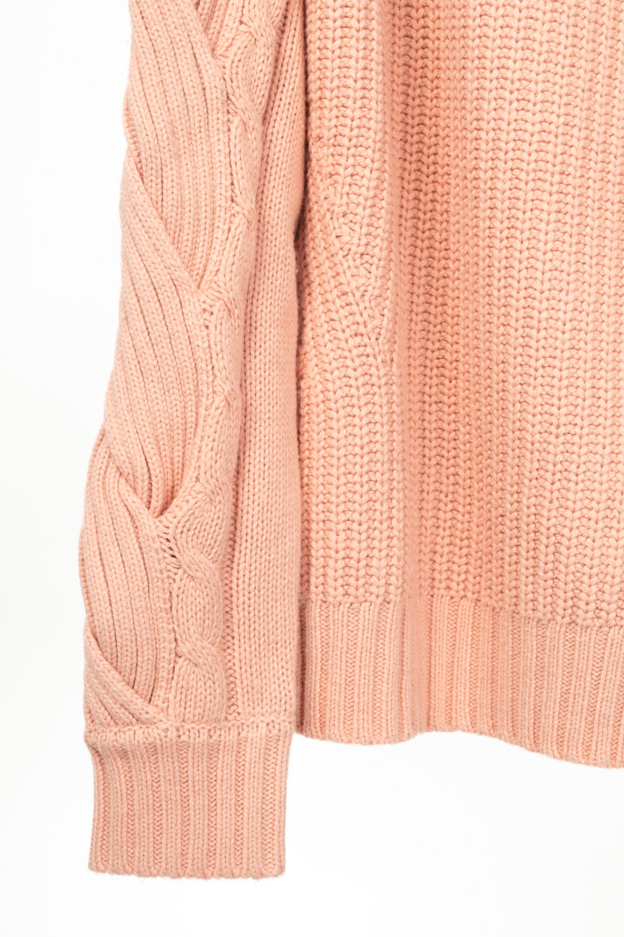 Jonathan Simkhai Aubrey Pink Traveling Cable Knit Sweater
