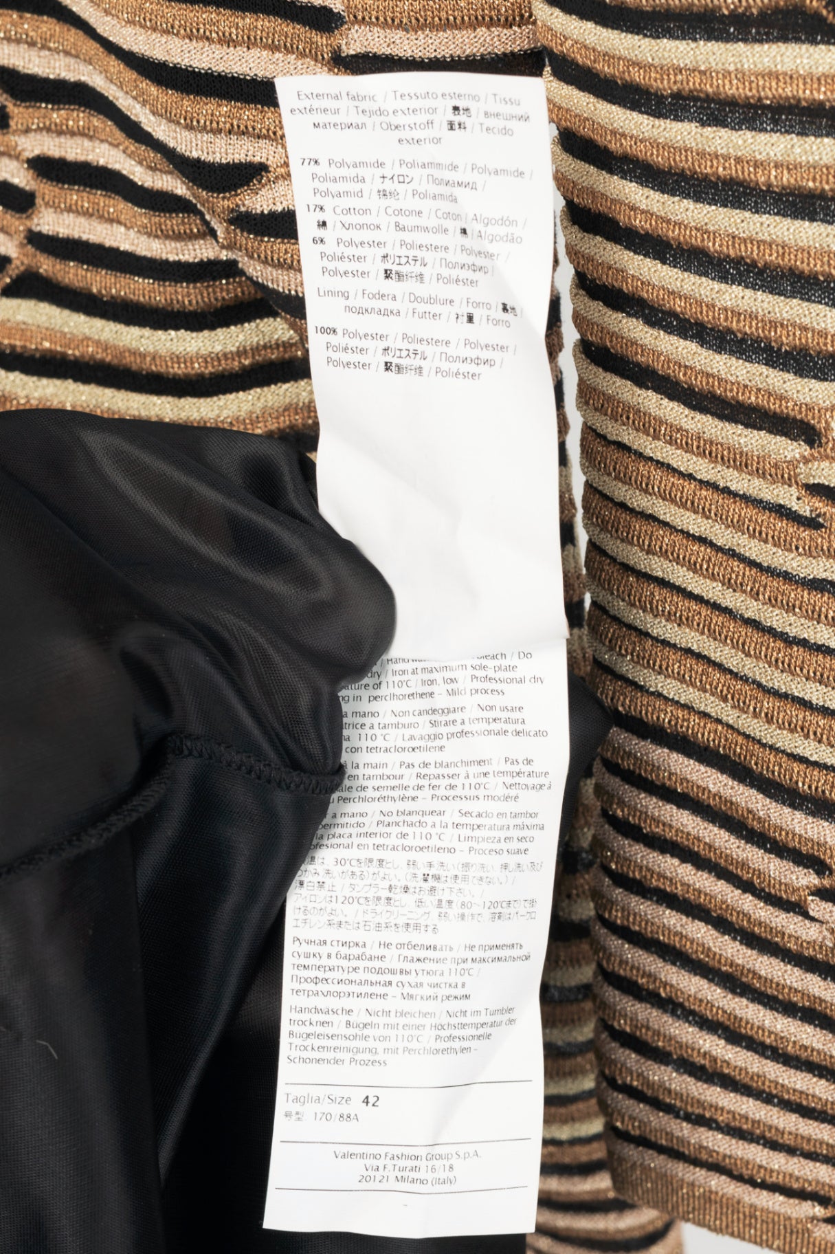 M by Missoni Gold Geometric-Stripe Lame-Knit Dress