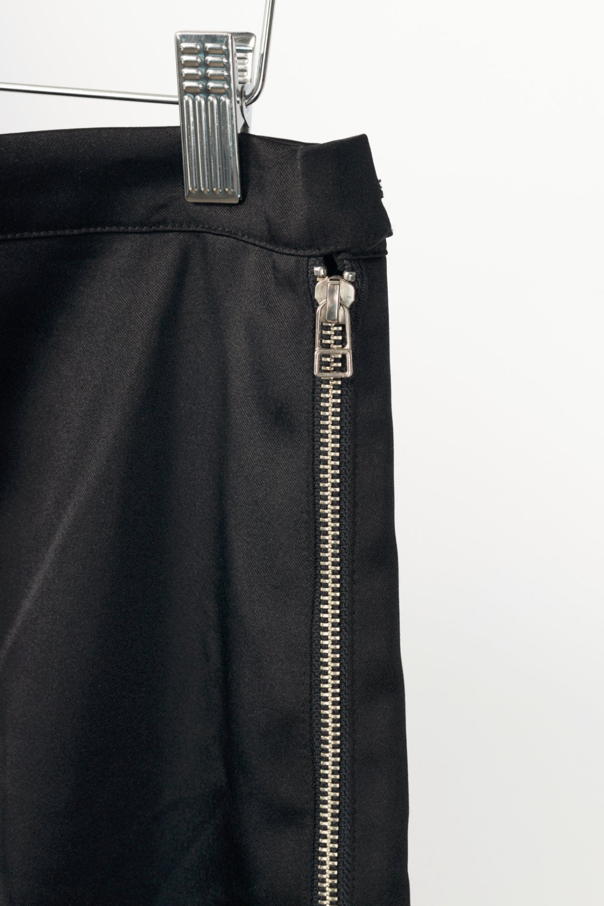 Eckhaus Latta AW17 Runway Black Satin Midi Pencil Skirt