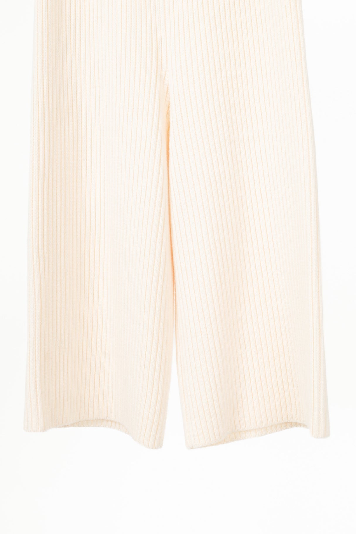 Victor Alfaro Cream Wool Ribbed-Knit Culottes