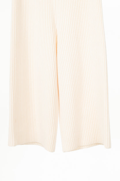 Victor Alfaro Cream Wool Ribbed-Knit Culottes