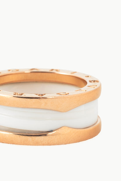 Bvlgari B.zero1 18k-Gold & White Ceramic Two-Band Ring
