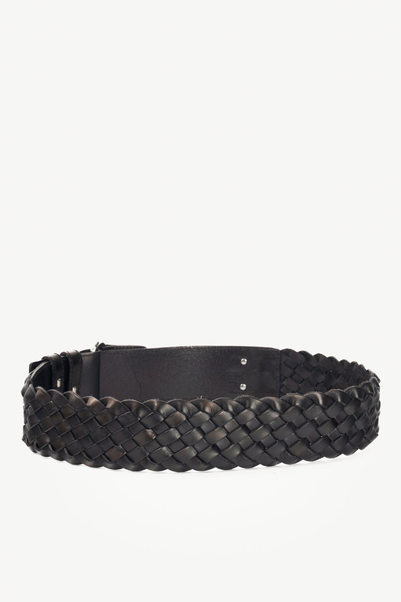 Weekend Max Mara Black Braided Leather Wide Double-Prong Belt