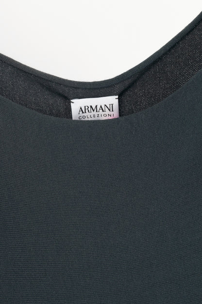 Armani Collezioni Grey Viscose-Knit Flared Dress