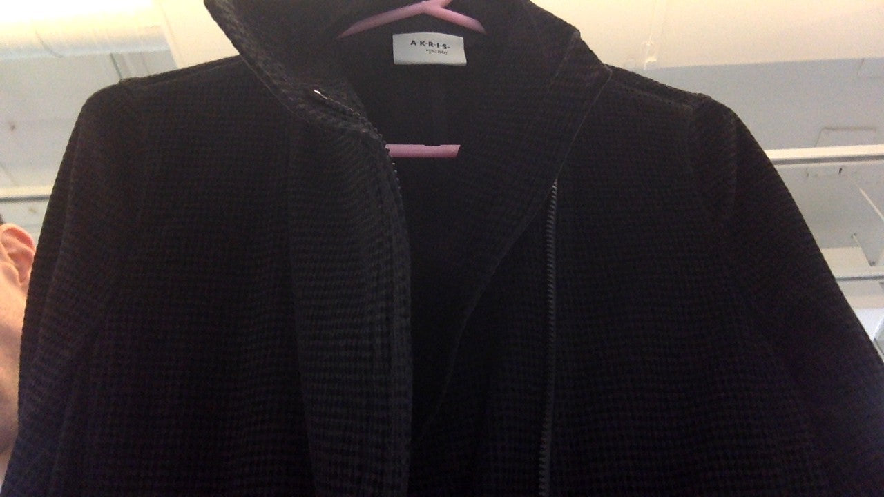 Akris Punto black velvet long jacket