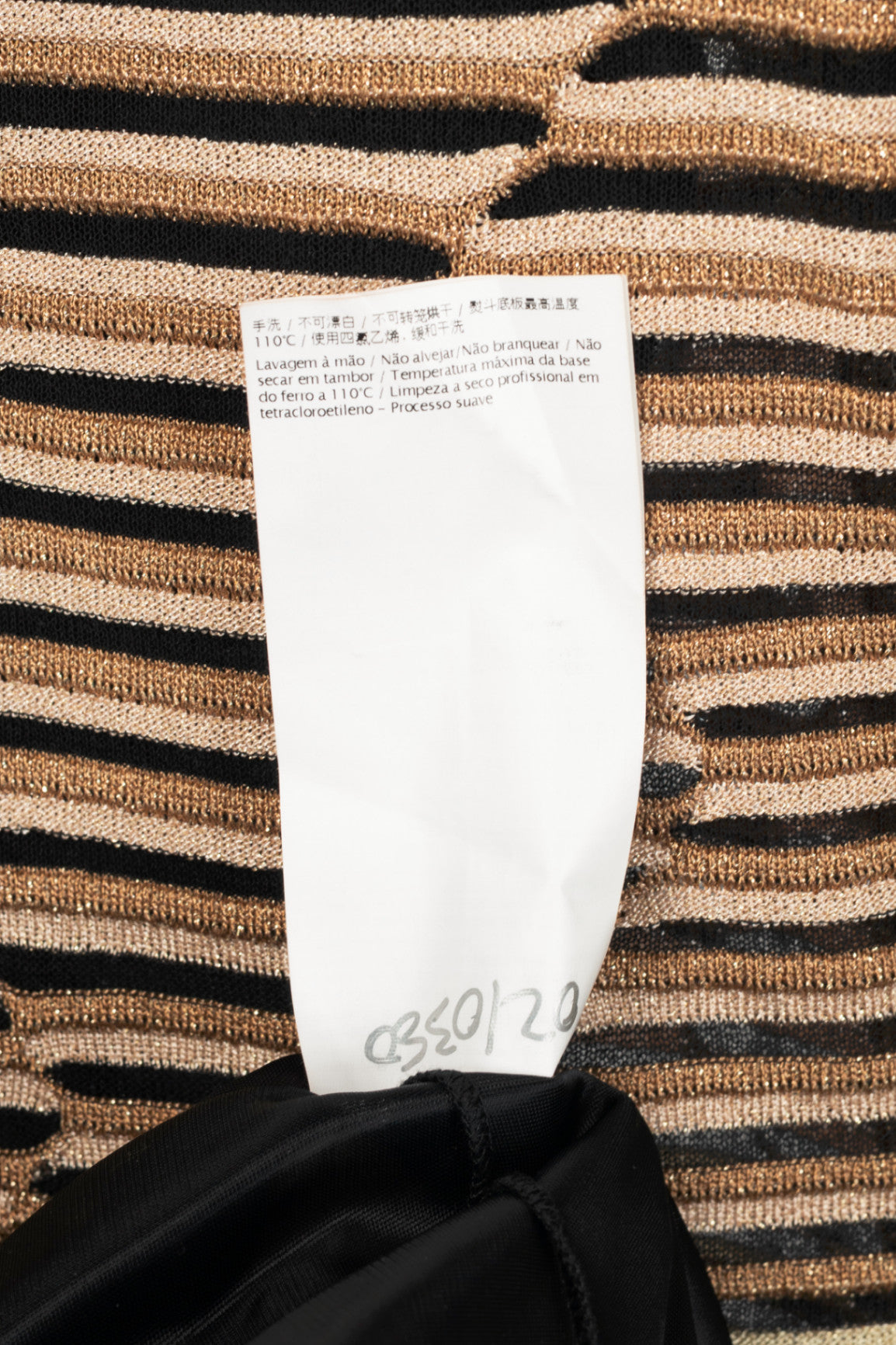 M by Missoni Gold Geometric-Stripe Lame-Knit Dress