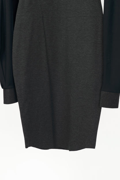 Marie Saint Pierre Grey Colour-Block Double-Jersey Dress