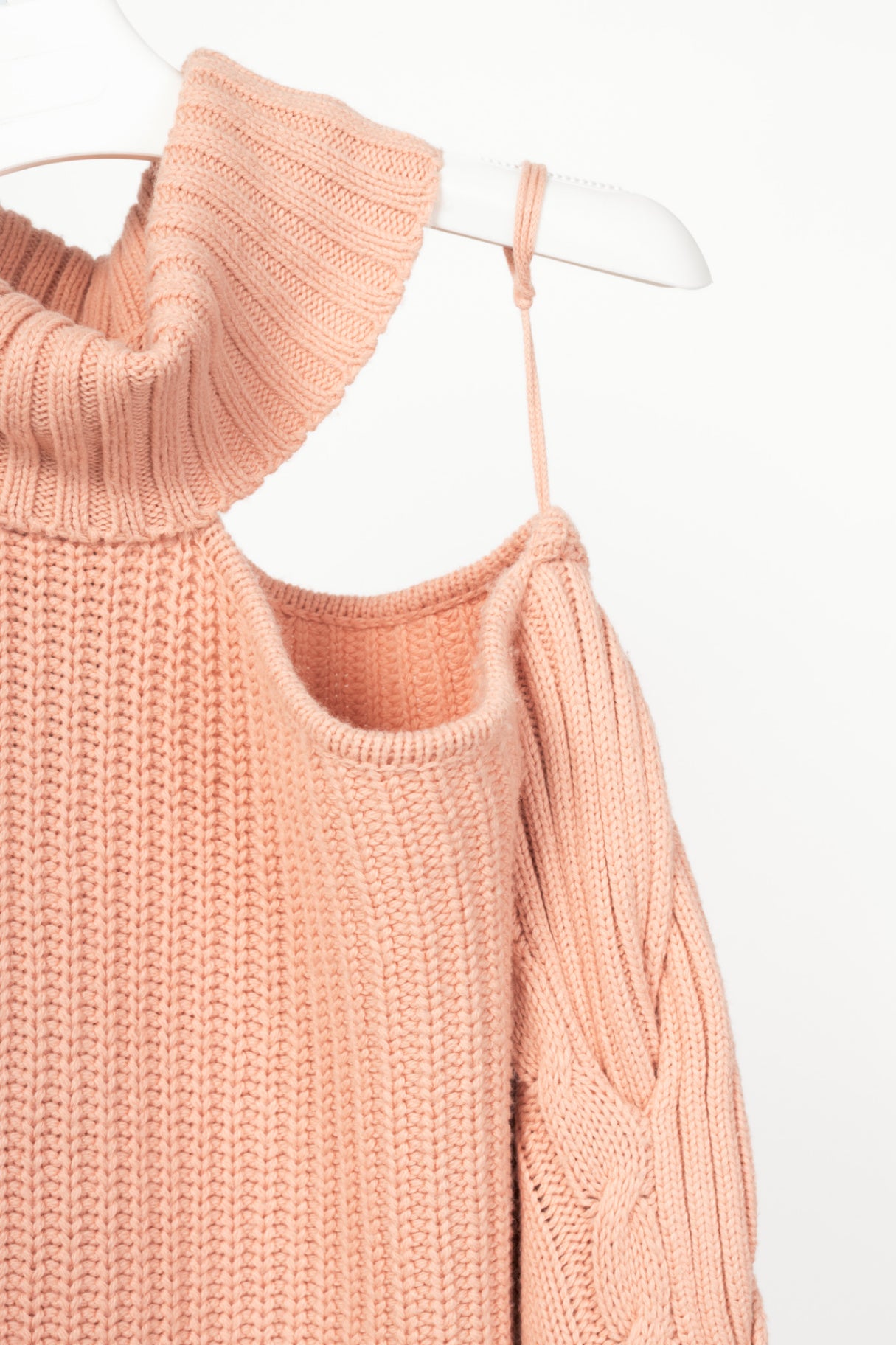 Jonathan Simkhai Aubrey Pink Traveling Cable Knit Sweater