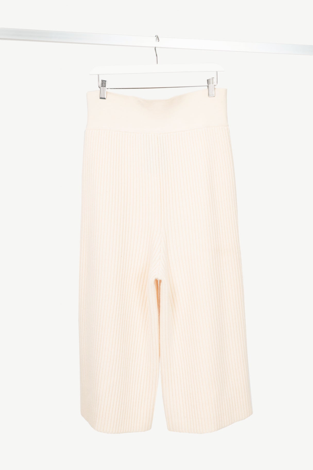 Victor Alfaro Cream Wool Ribbed-Knit Culottes