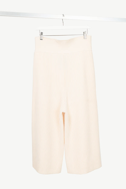 Victor Alfaro Cream Wool Ribbed-Knit Culottes