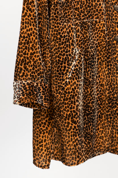The Kooples Leopard Velvet Oversized Shirt Jacket