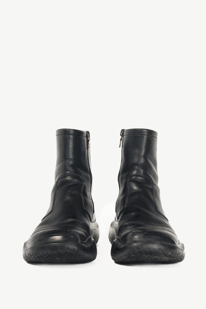 Prada Sport Black Leather Square-Toe Ankle Boots