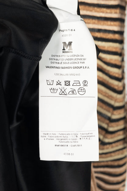 M by Missoni Gold Geometric-Stripe Lame-Knit Dress