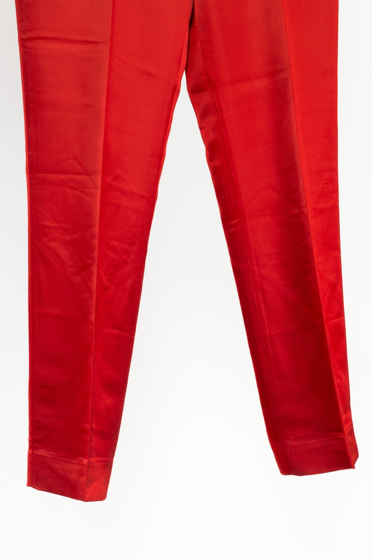 Helmut Lang AW19 Runway Red Vicose Satin Straight-Leg Trousers