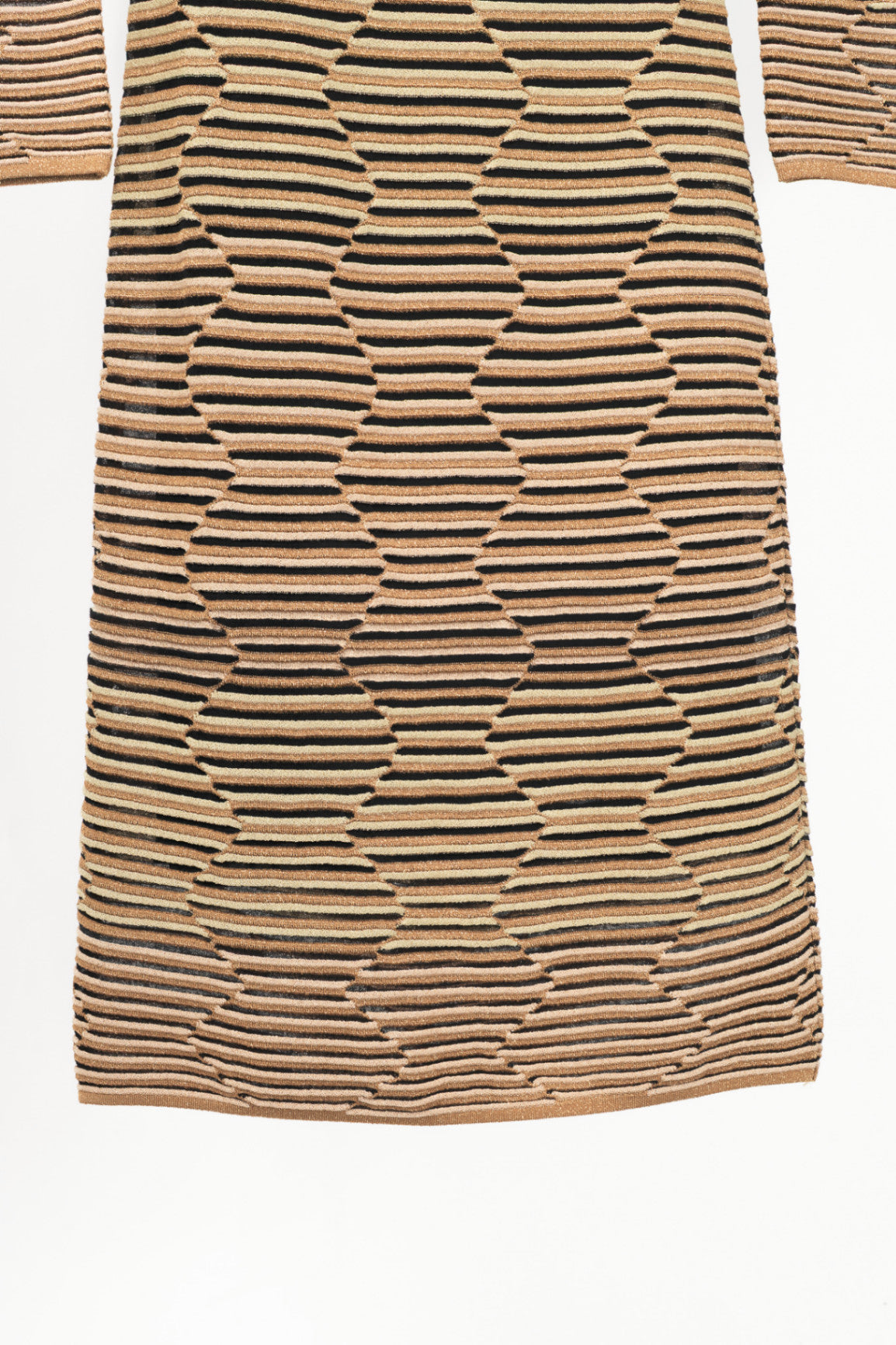 M by Missoni Gold Geometric-Stripe Lame-Knit Dress