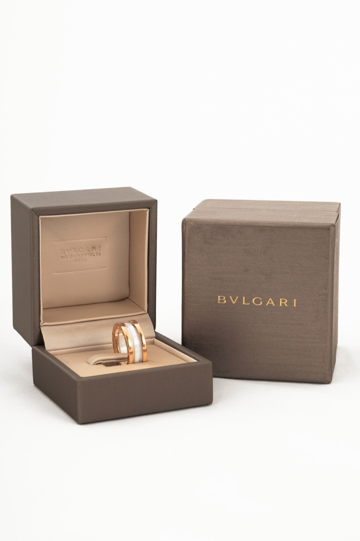 Bvlgari B.zero1 18k-Gold & White Ceramic Two-Band Ring