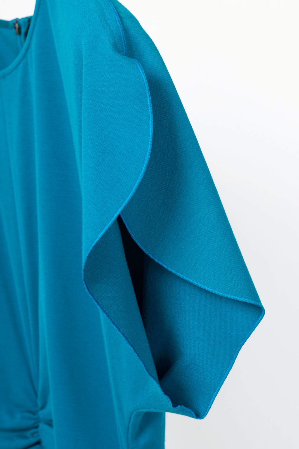 Luisa Cerano Azure Jersey Ruched Knee-Length Dress