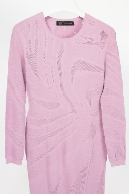 Versace Lilac Wavy-Textured Knit Bodycon Dress