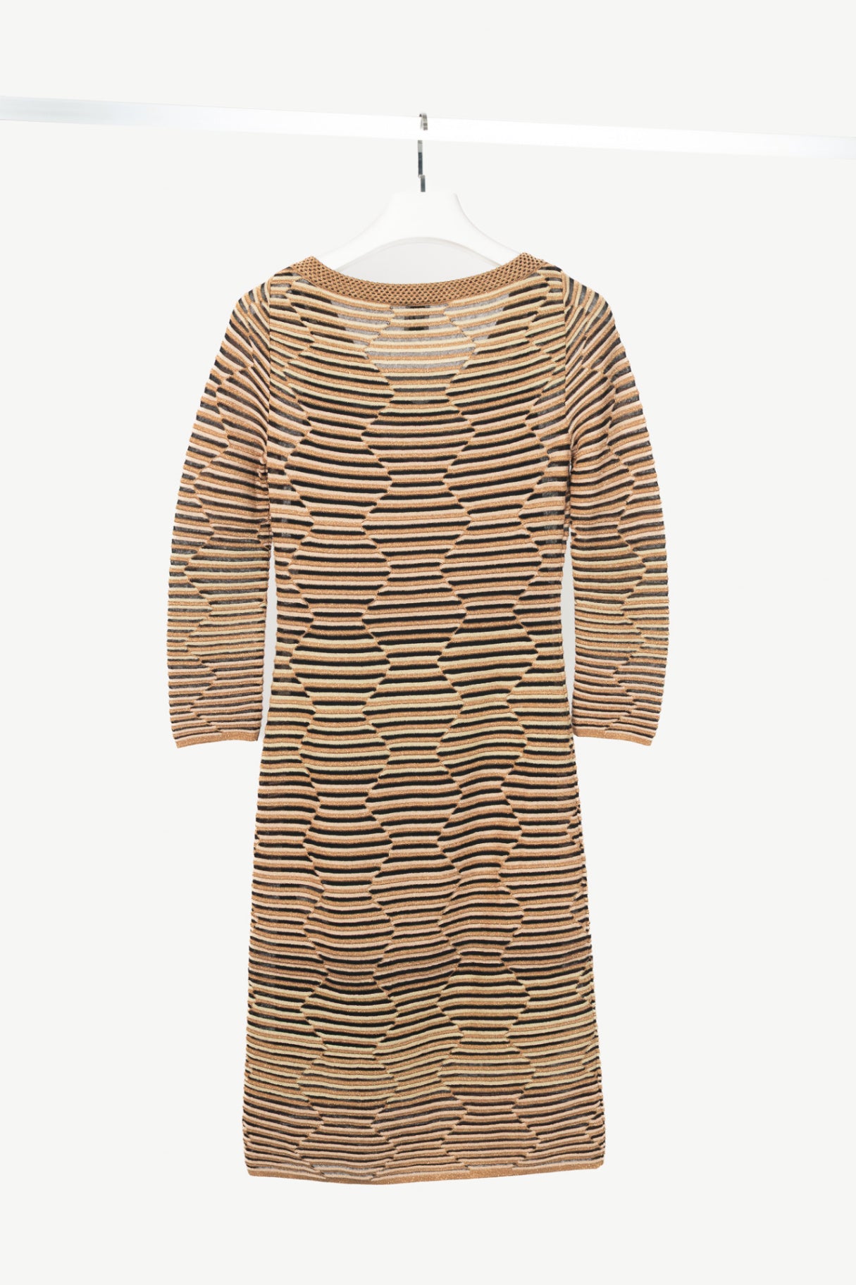 M by Missoni Gold Geometric-Stripe Lame-Knit Dress