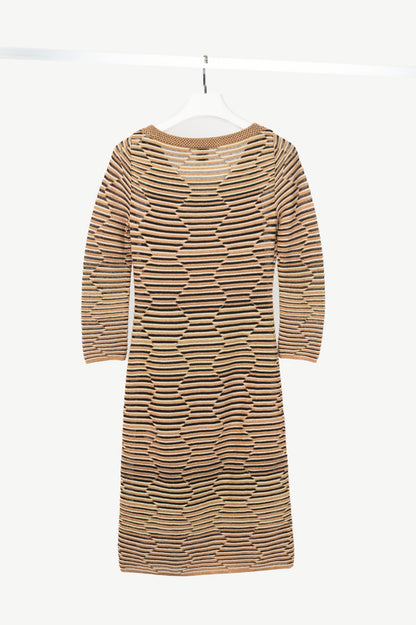 M by Missoni Gold Geometric-Stripe Lame-Knit Dress