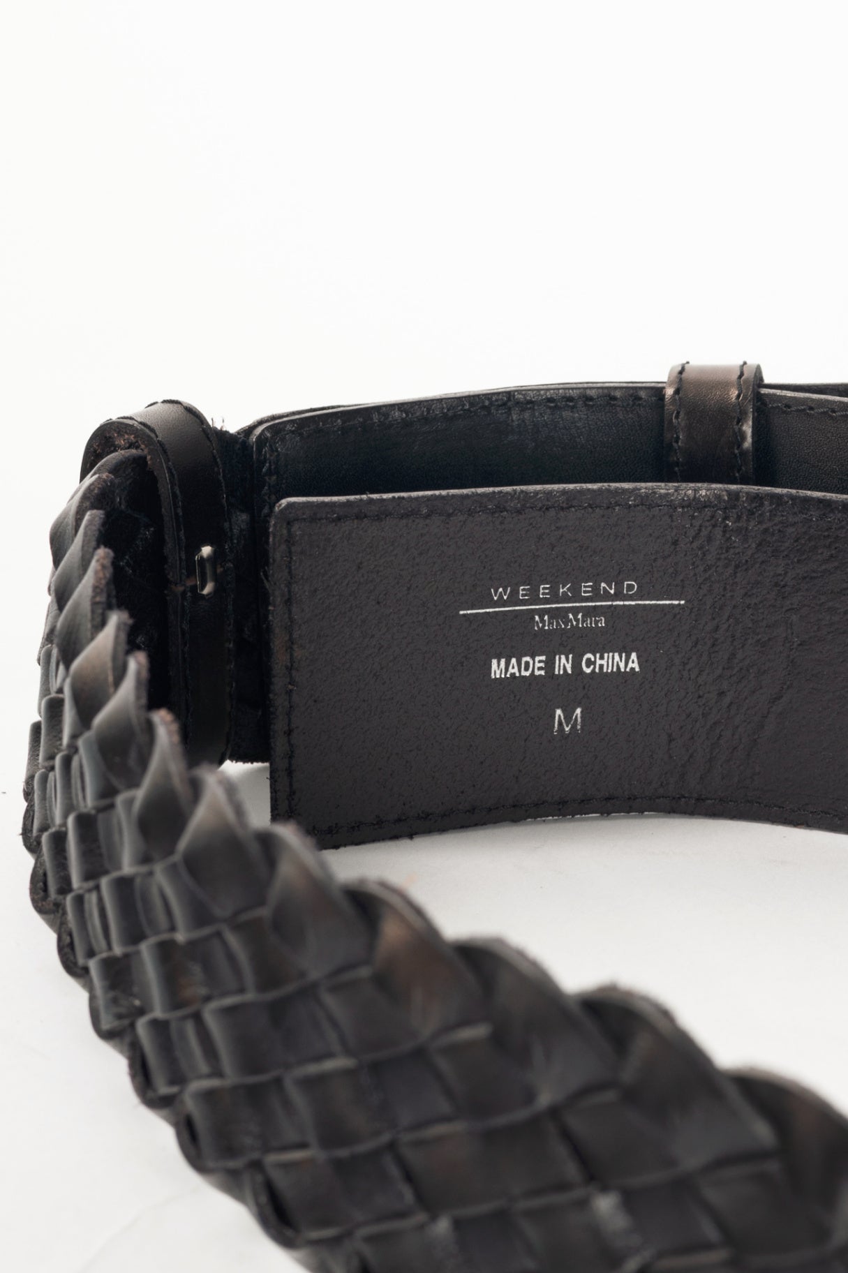 Weekend Max Mara Black Braided Leather Wide Double-Prong Belt