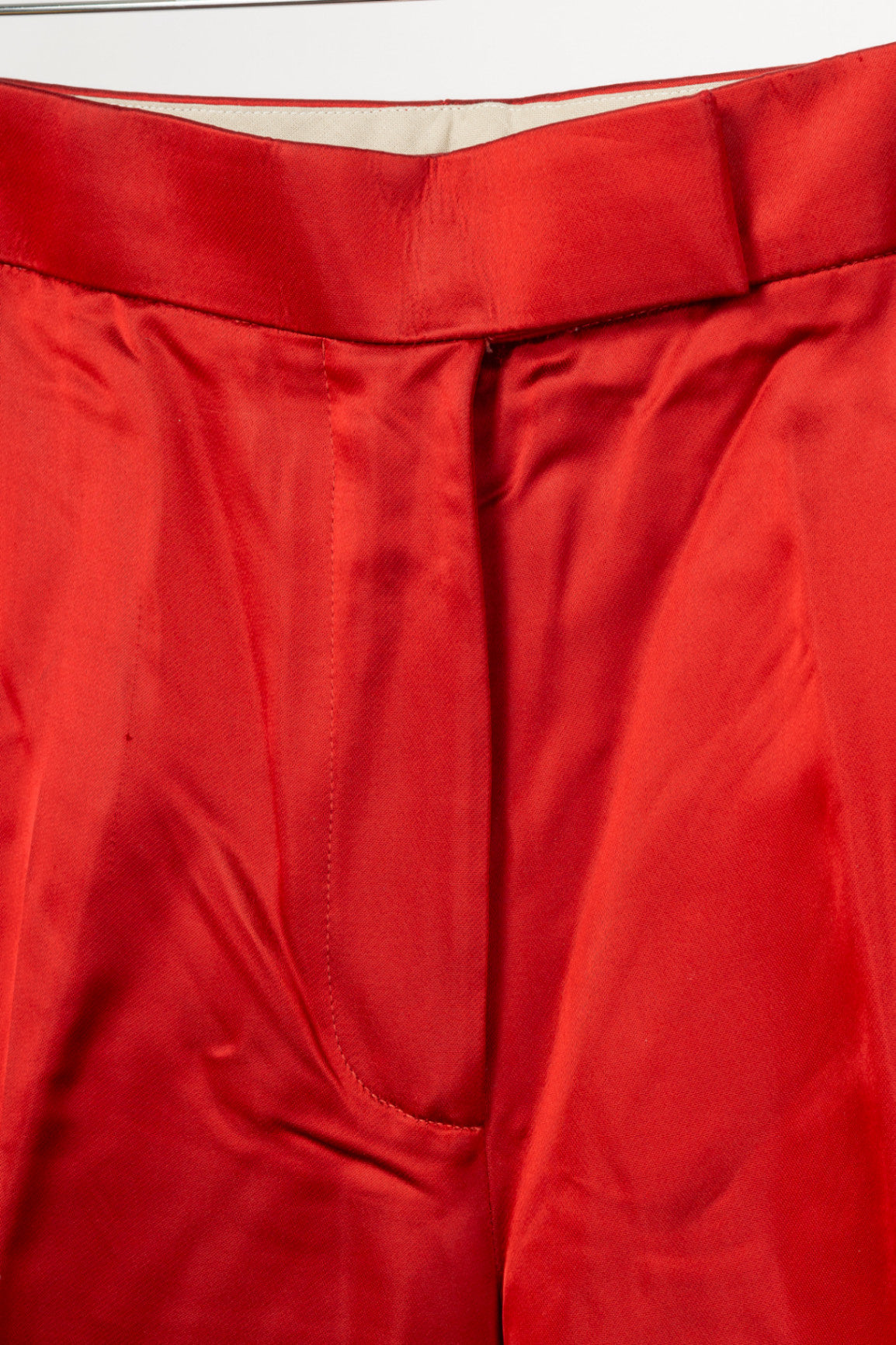 Helmut Lang AW19 Runway Red Vicose Satin Straight-Leg Trousers