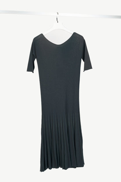 Armani Collezioni Grey Viscose-Knit Flared Dress