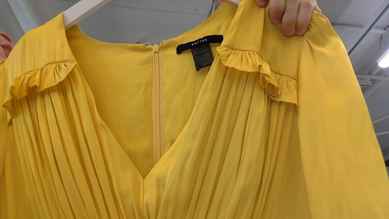 Smythe yellow padded shoulder silk dress