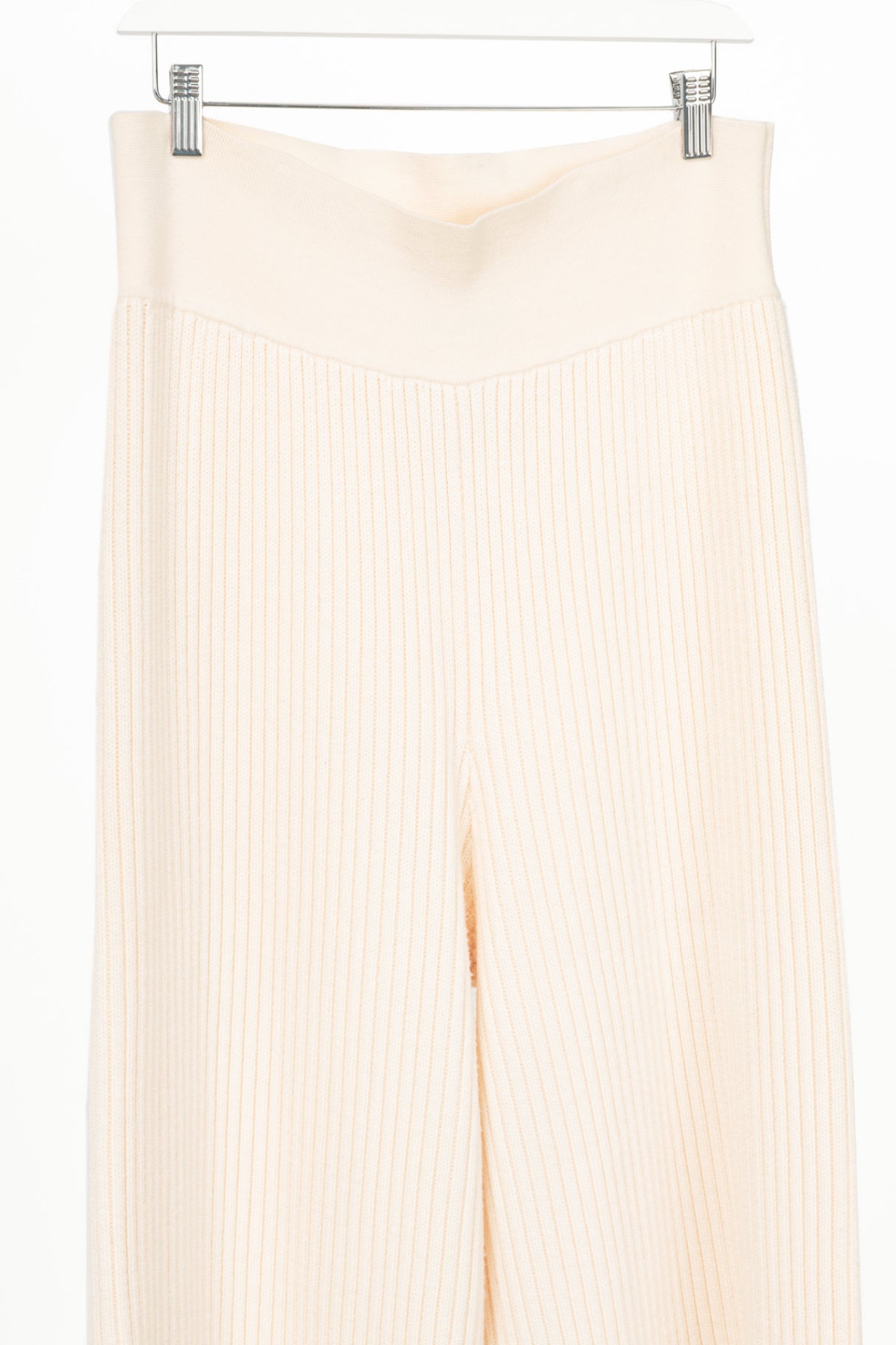 Victor Alfaro Cream Wool Ribbed-Knit Culottes