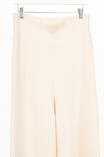 Victor Alfaro Cream Wool Ribbed-Knit Culottes