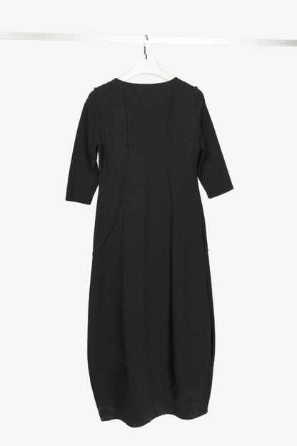 Sarah Pacini Black Viscose-Jersey Piped Maxi Dress