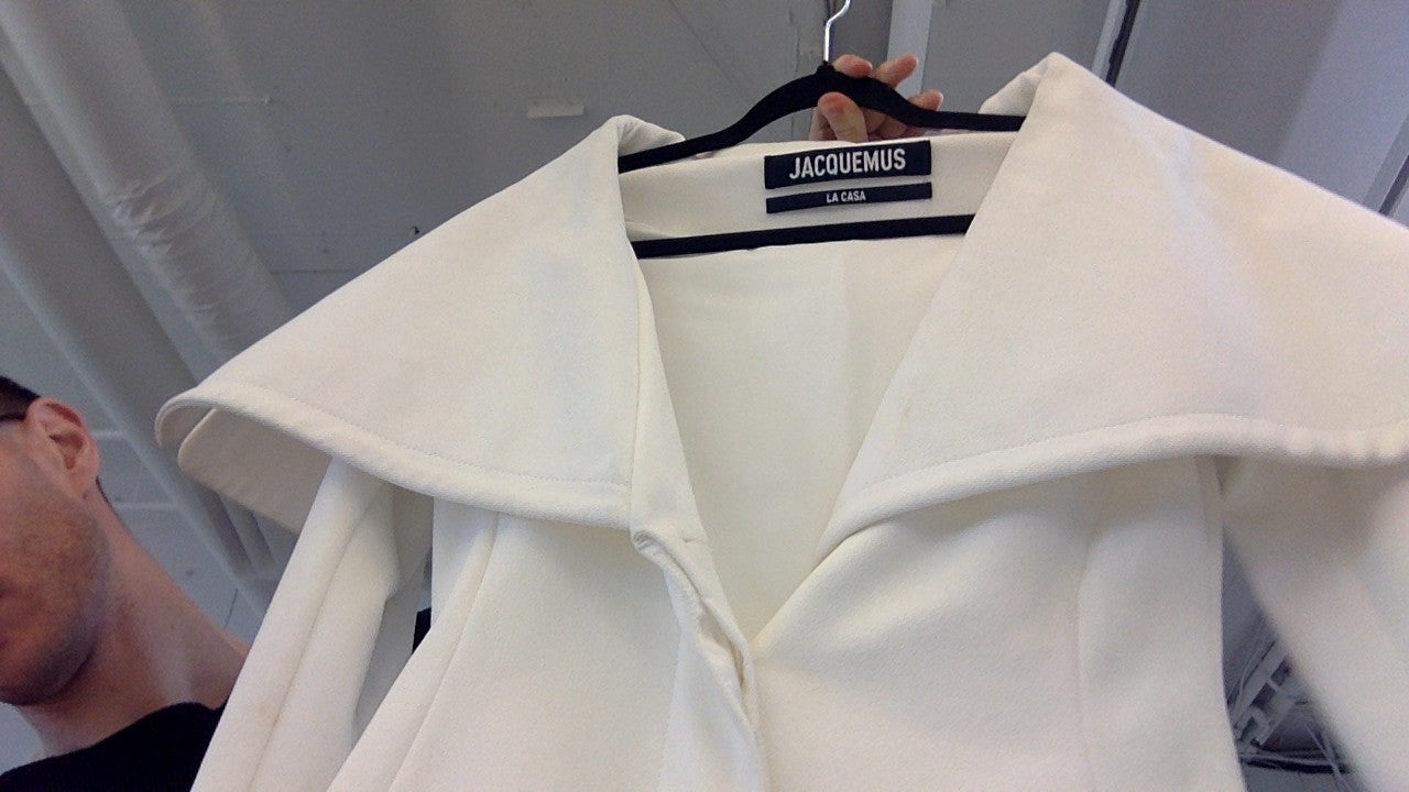Jacquemus White High Collar Crepe Jacket