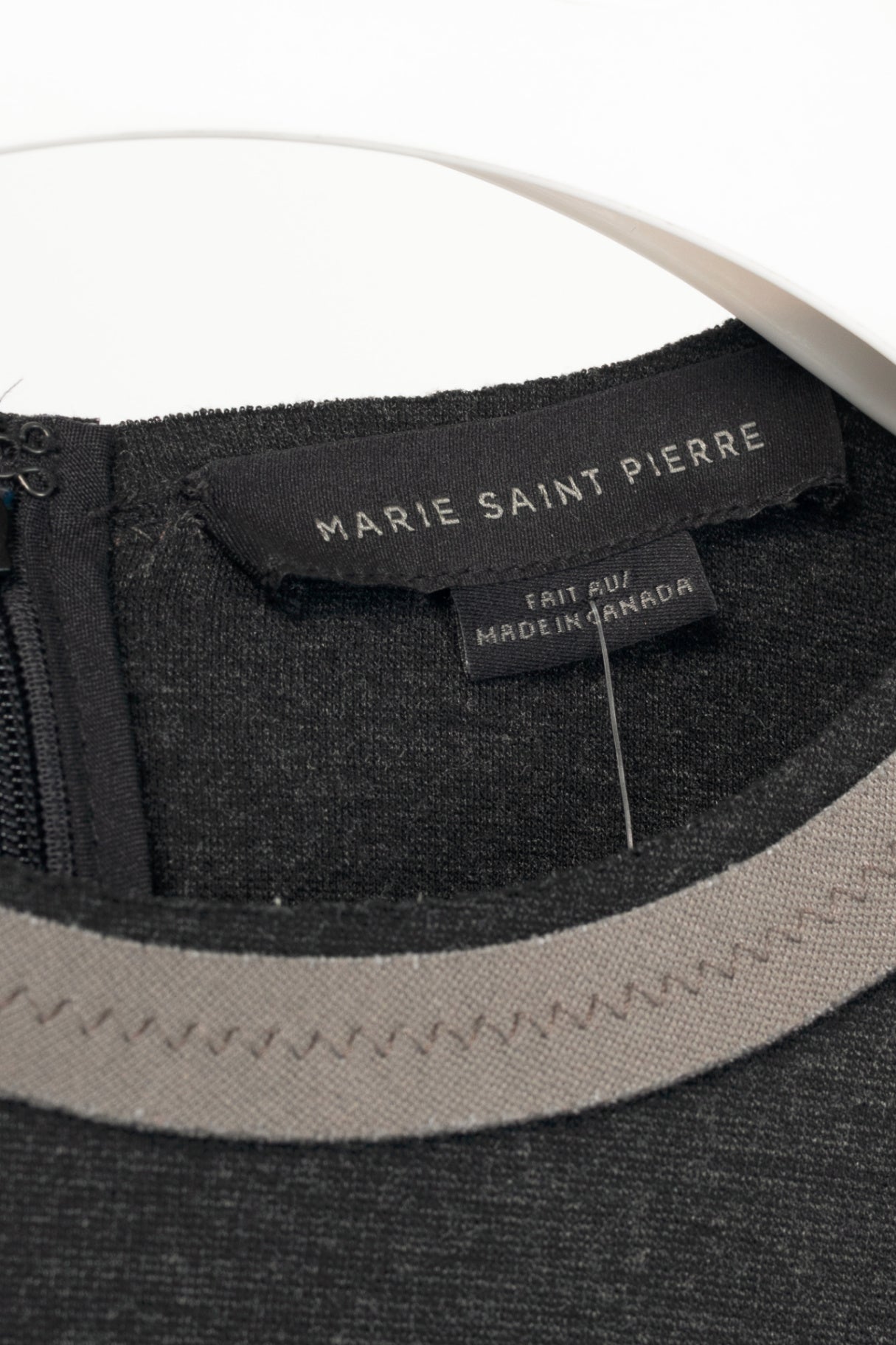 Marie Saint Pierre Grey Colour-Block Double-Jersey Dress