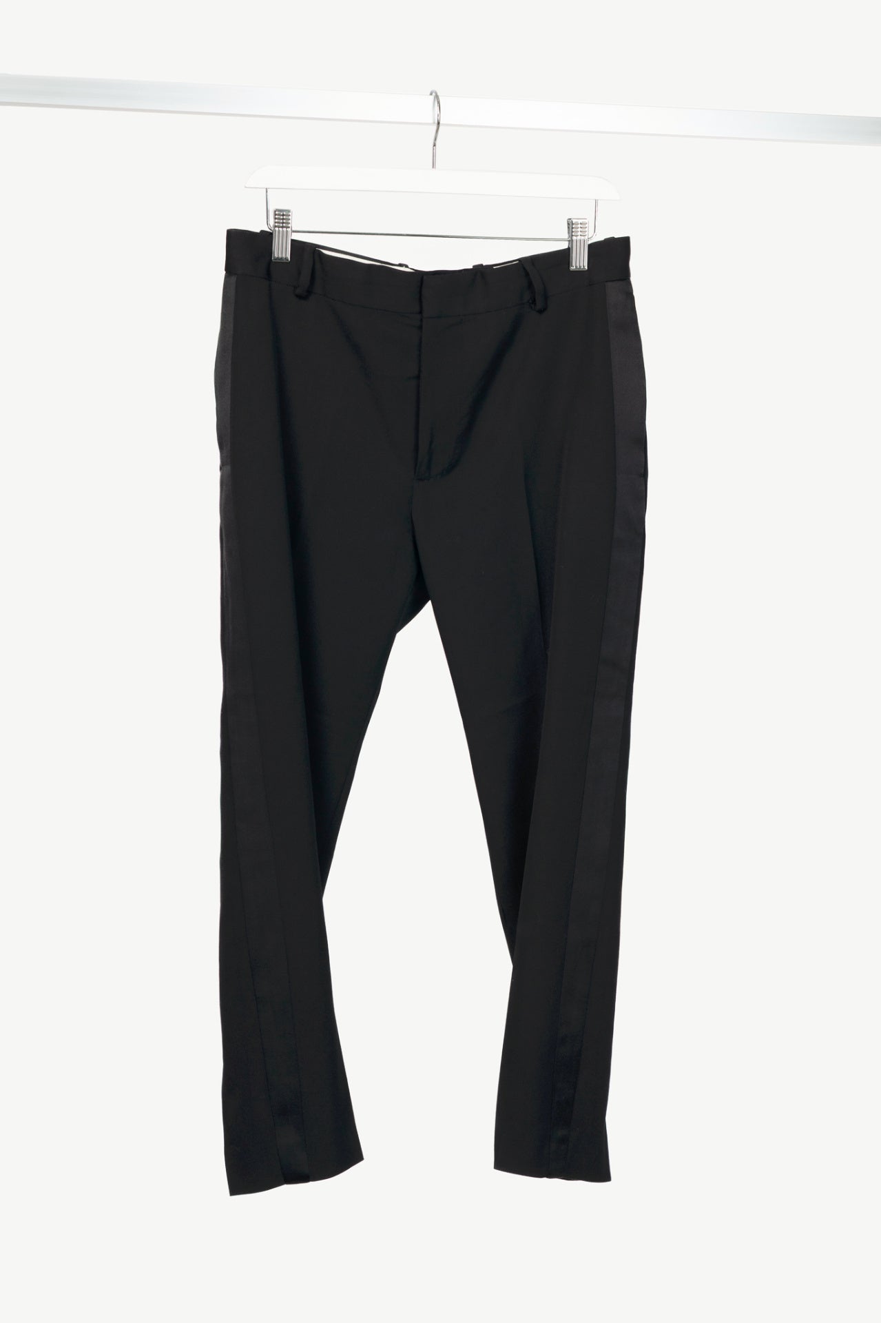 Alexander McQueen Black Slim-Cut Tailored Tuxedo Trousers