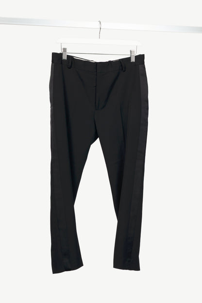 Alexander McQueen Black Slim-Cut Tailored Tuxedo Trousers