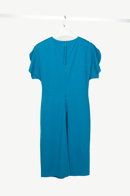Luisa Cerano Azure Jersey Ruched Knee-Length Dress