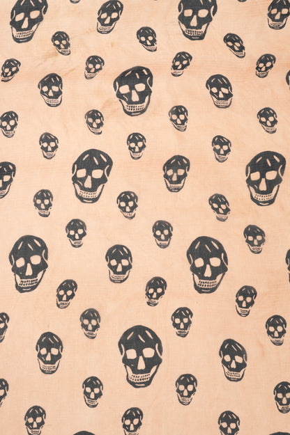 Alexander McQueen Nude & Black Skull-Print Silk-Gauze Scarf