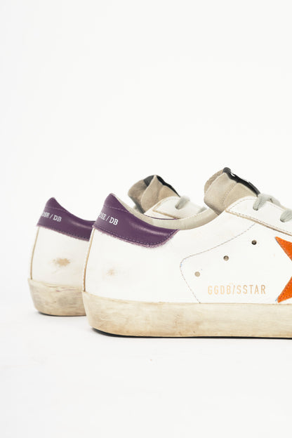 Golden Goose Superstar White Suede-Trim Lace-Up Sneakers