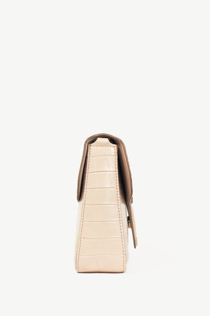 Givenchy Nobile Small Nude Pink Croc-Embossed Leather Flap Crossbody