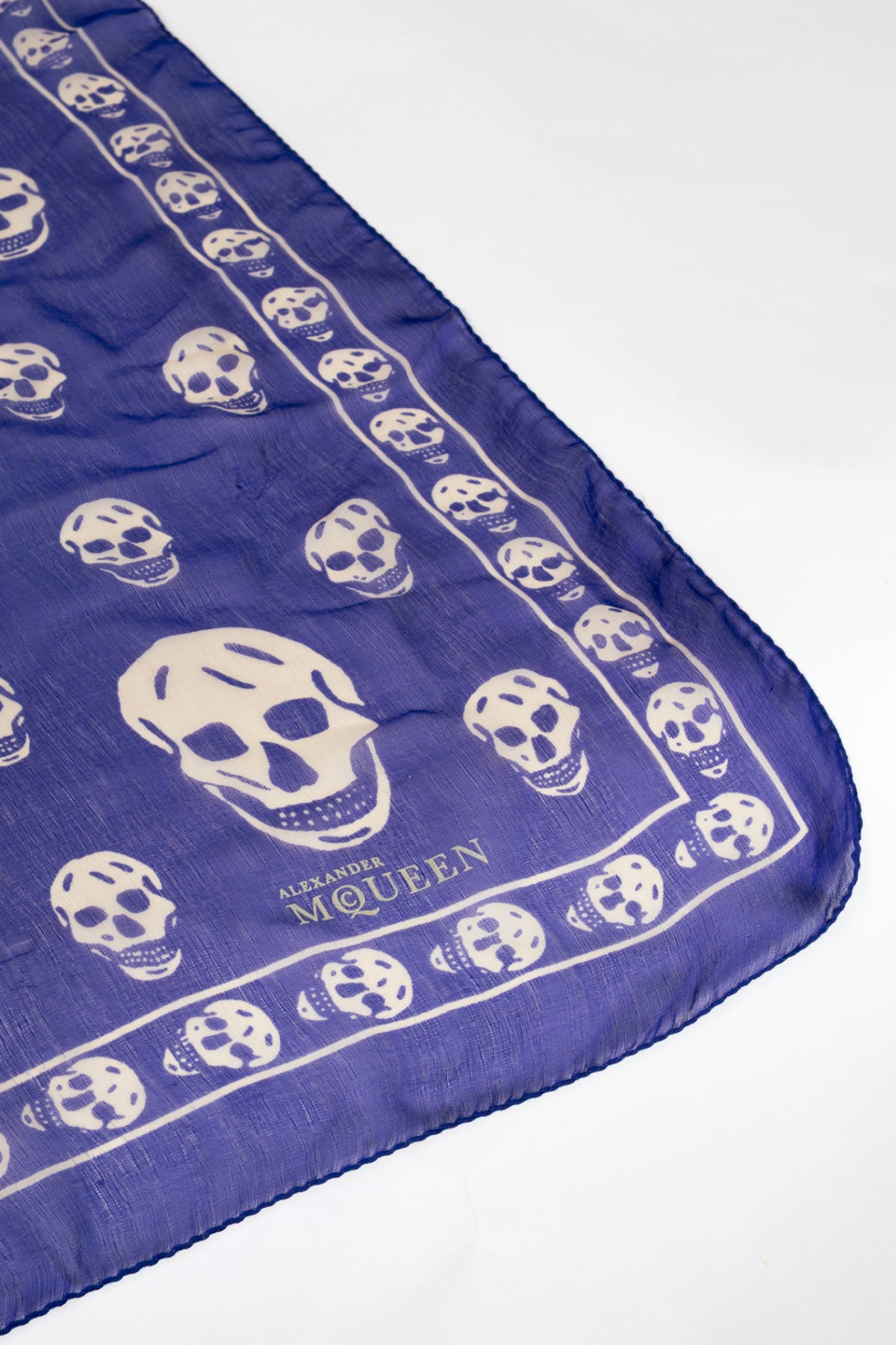 Alexander McQueen Purple & White Skull-Print Silk-Gauze Scarf