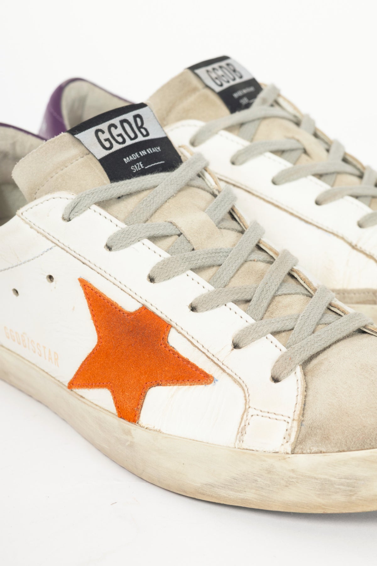 Golden Goose Superstar White Suede-Trim Lace-Up Sneakers
