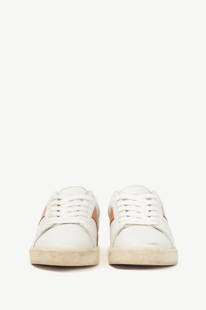 Celine Triomphe "Off-White & Beige" Calfskin Low Lace-Up Sneakers