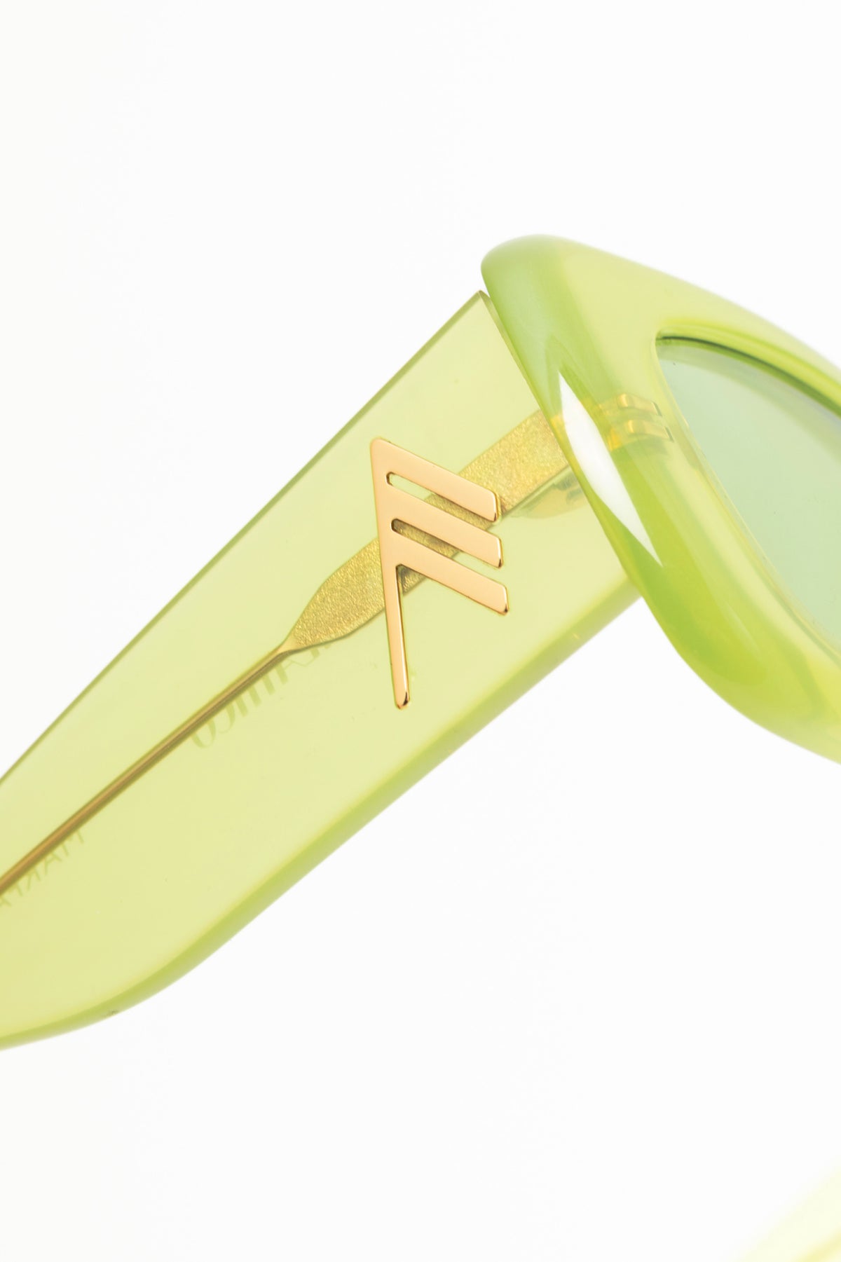 The Attico x Linda Farrow Marfa Green Acetate Rectangle Sunglasses