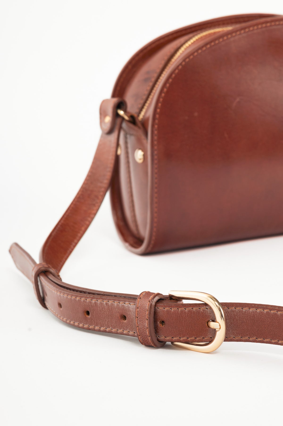 A.P.C. Demi-Lune Noisette Leather Shoulder Bag